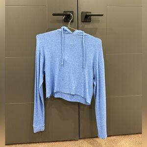 Topshop Light Blue Hooded Cropped Pullover